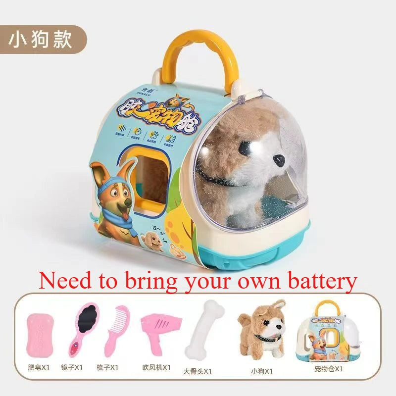 New Children's Simulation of Electric Plush Animal Toys, Play House Gifts for Boys and Girls with Sound Pet Toy Sets with Cages!