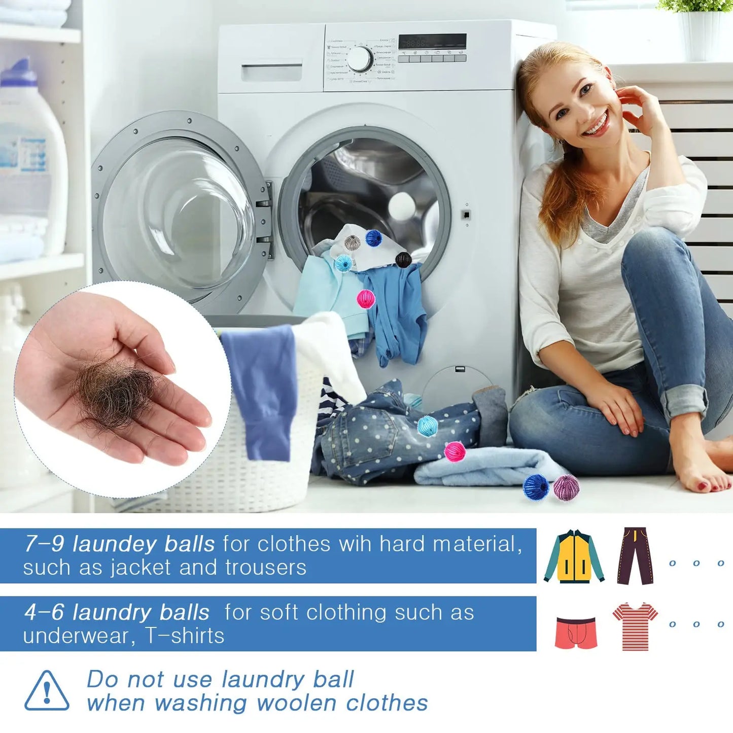 Pet Hair Remover for Laundry, Dryer Balls, Reusable Washing Machine, Hair Catcher, Lint Remover, Dog, Cat,Quitapelos Mascota