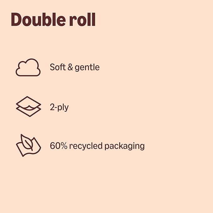 Our Essentials by Amazon Toilet Tissue Double Roll, 2-ply, 6 Rolls (1 Pack of 6), 400 Sheets per Roll