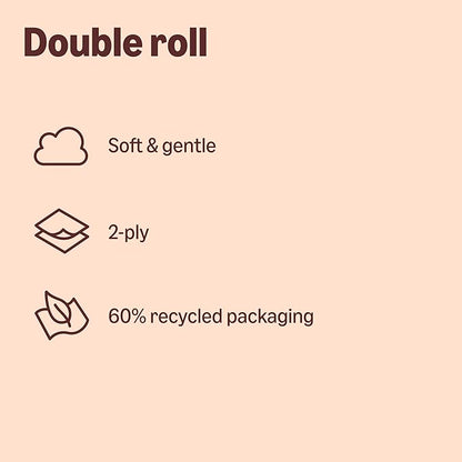 Our Essentials by Amazon Toilet Tissue Double Roll, 2-ply, 6 Rolls (1 Pack of 6), 400 Sheets per Roll