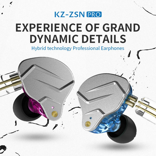 KZ ZSN Pro Hanging In Ear Monitor Earphones Metal Technology Hifi Bass Earbuds Sport Noise Cancelling Headset ZSX Gamer Mic X