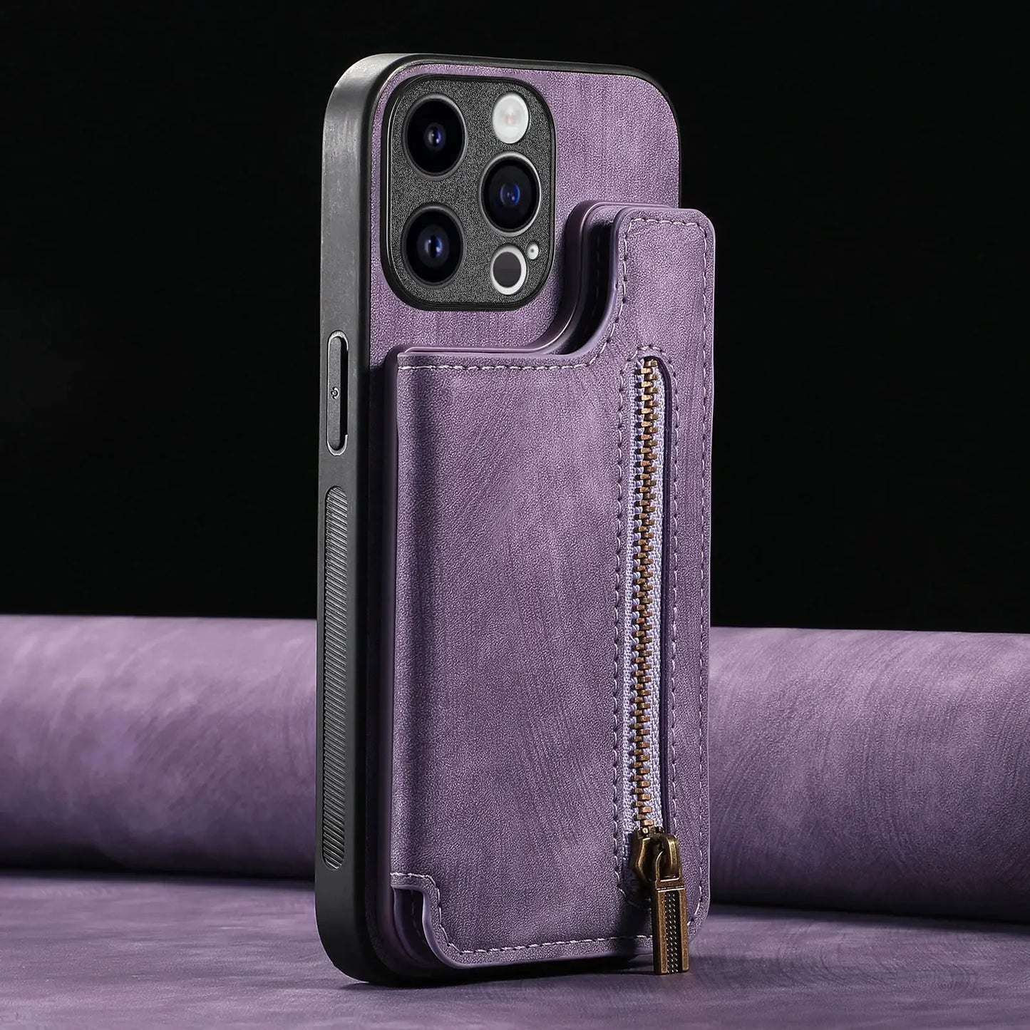Leather Zipper Wallet with Card Holder Phone Case for IPhone 15 14 11 Pro Max 13 12 Mini X XR XS Max 8 7 Plus Shockproof Cover