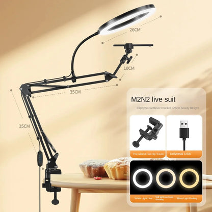 Live Stand Mobile Phone Professional Overhead Lighting Fixed Shooting Camera With Instructi Recording Video Selfie Stick