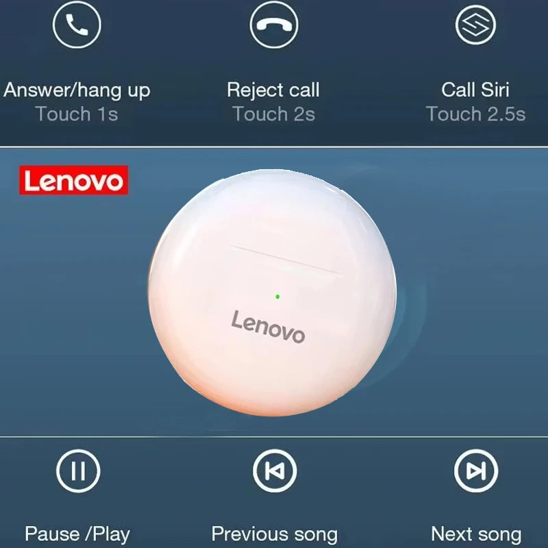 Lenovo HT38 TWS Sport Earphones, Mini Wireless Bluetooth Headset, HiFi Stereo Bass Fast Charging Case Sweatproof Running Earbuds