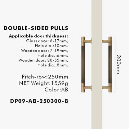 Nurlin Brass Door Double Single Sided Linear Striped Pull Bar Wood Gate Glass Door Shower Room Kitchen Appliance Matt Gold Black