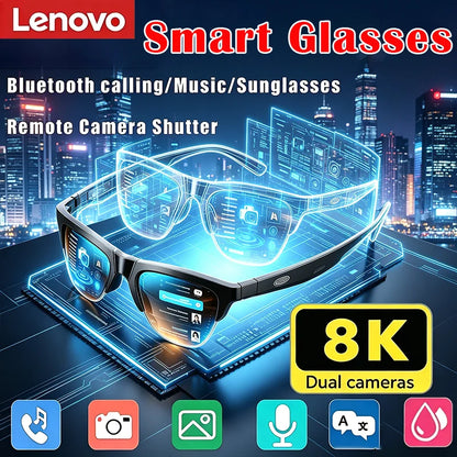 Lenovo 2026 New 8K AI Smart Glasses AI Translation HD Hands Free Calling AI Chat Recording Music Playback Smart Sunglasses