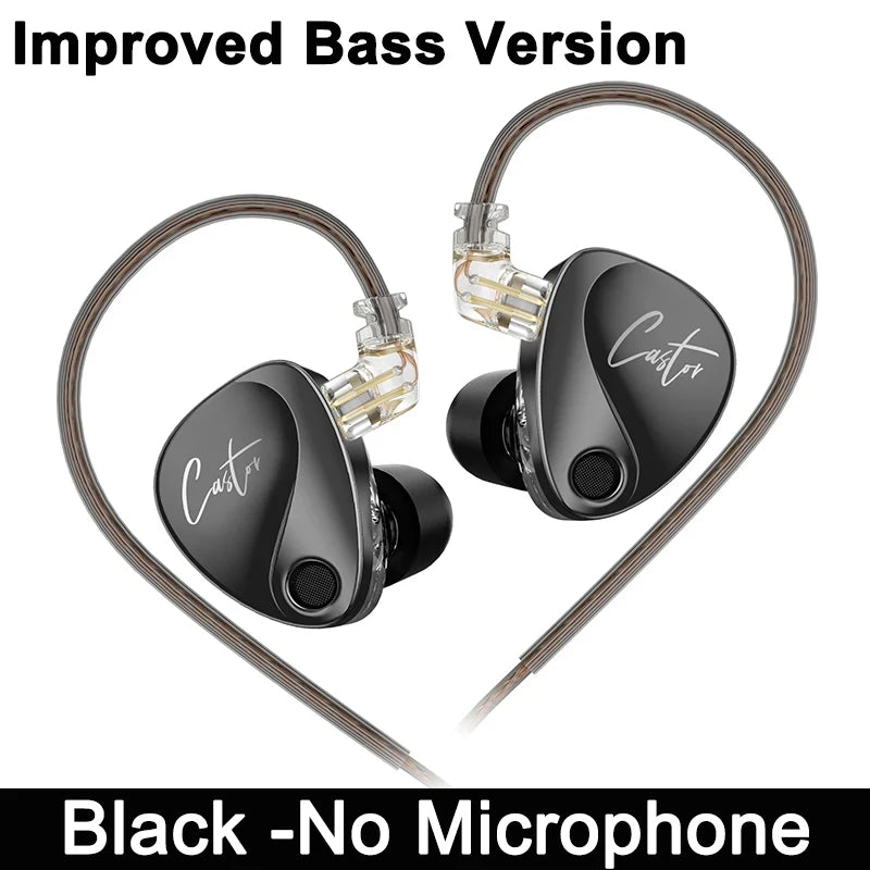 KZ Castor Wired Earphone Improved Bass HiFi Earphones 2 Dynamic Tunable Balance Monitor Headset Noise Cancelling Earbuds