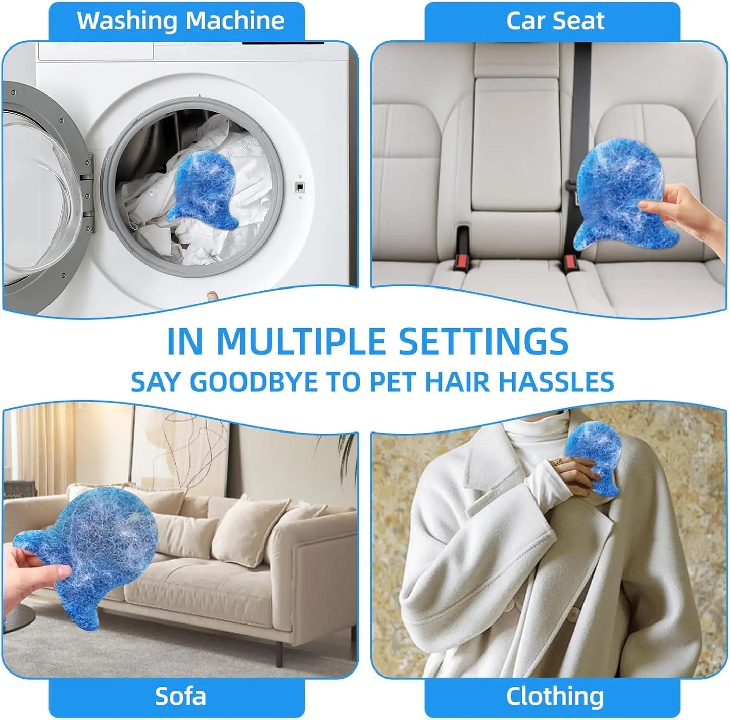6 PCS Pet Hair Remover for Laundry – Effectively Removes Fur Lint & Dander – Reusable Eco-Friendly Laundry Pet Hair Catcher