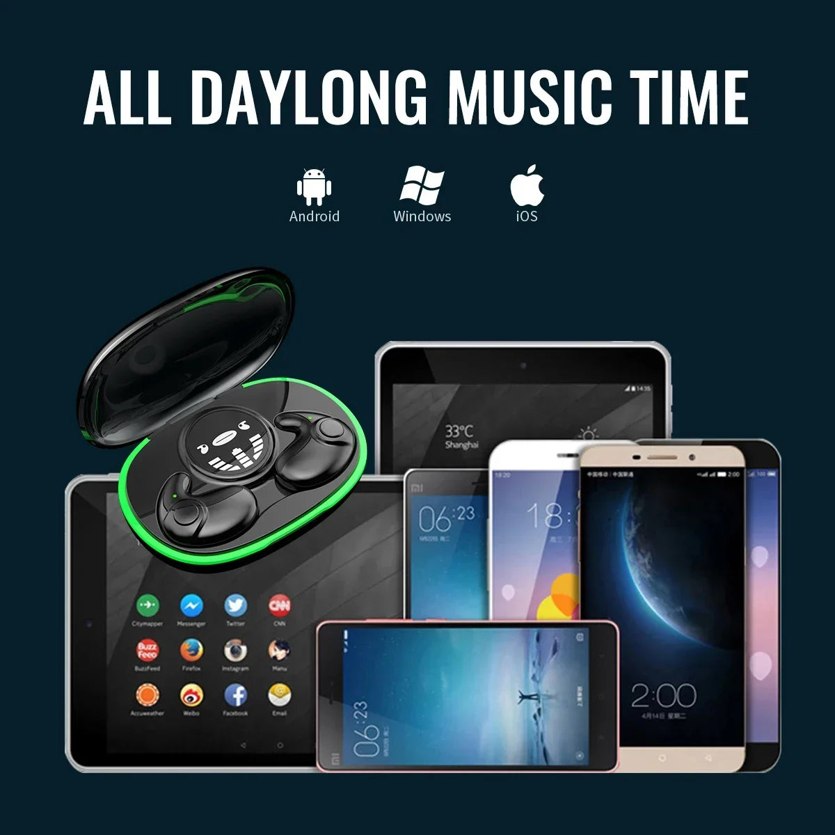 TWS Bluetooth 5.3 Wireless Earphone Invisible Sleep Headphones Hidden Earbuds IPX5 Waterproof Noise Reduction Sports Headset