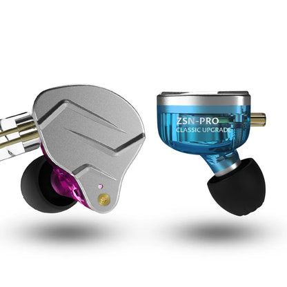 KZ ZSN PRO Earphones 1DD+1BA Hybrid Drive HIFI Bass Earbud Replaceable Cable