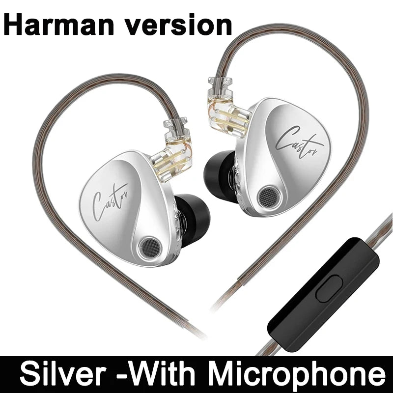 KZ Castor Wired Earphone Improved Bass HiFi Earphones 2 Dynamic Tunable Balance Monitor Headset Noise Cancelling Earbuds