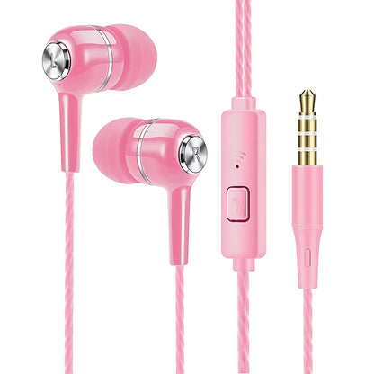3.5mm Headphones Sports Wired Earphones HIFI Bass Wired Earbuds in-Ear Headset Game Subwoofer with Mic Handsfree Call For Phones