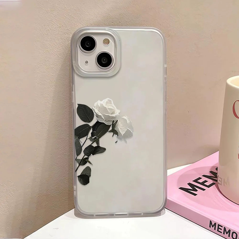 Flower Clear Phone Case For iPhone 16 Pro Case iPhone 13 15 17 11 12 14 Pro Max Plus 12 13 Mini Shockproof Silicone Soft Cover