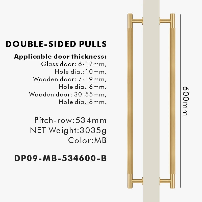 Nurlin Brass Door Double Single Sided Linear Striped Pull Bar Wood Gate Glass Door Shower Room Kitchen Appliance Matt Gold Black