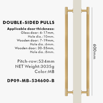 Nurlin Brass Door Double Single Sided Linear Striped Pull Bar Wood Gate Glass Door Shower Room Kitchen Appliance Matt Gold Black