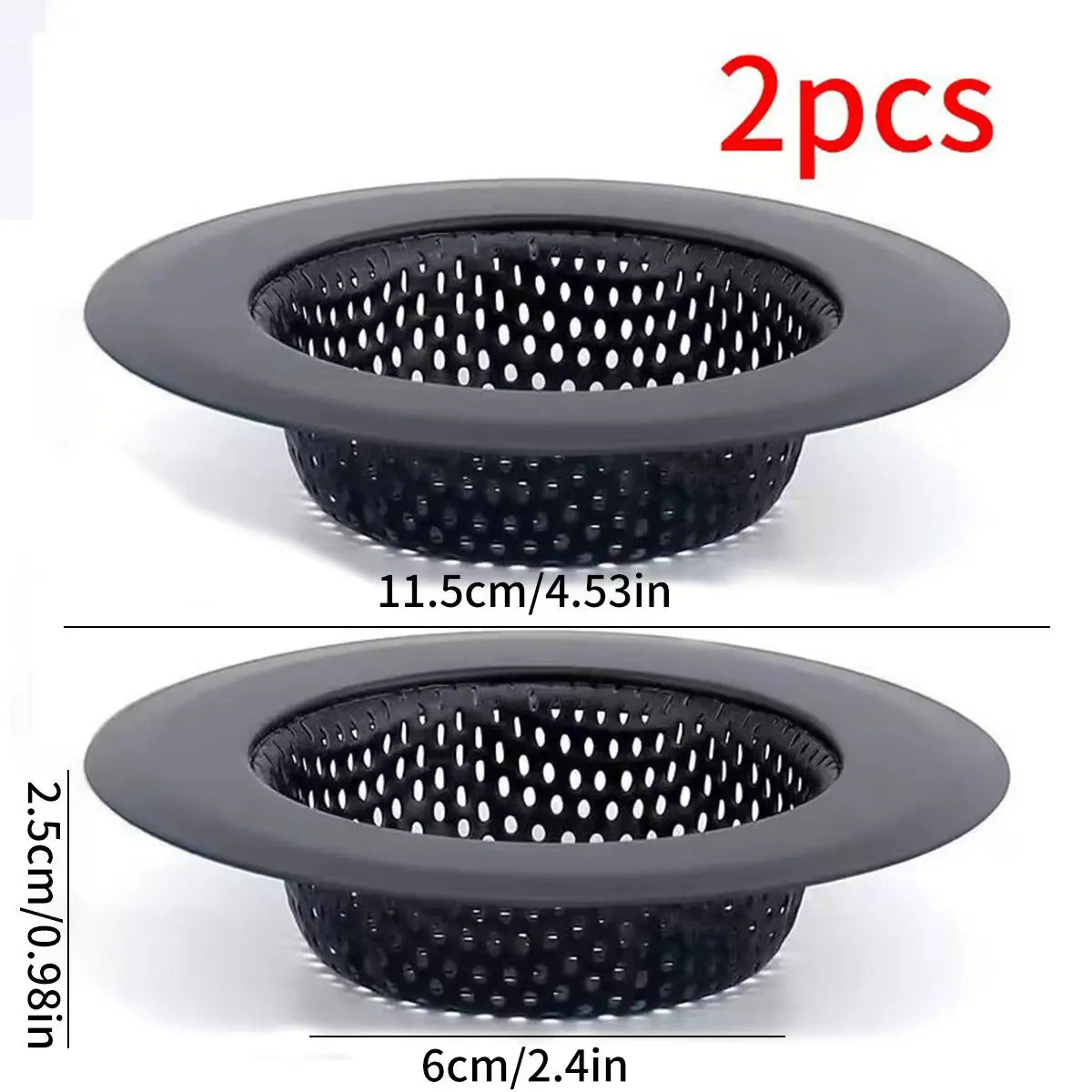 1/2 Pack of Black Matte Kitchen Sink Strainers, Available in 5.3cm / 2.08inch , 7cm / 2.87inch , 9cm / 3.54inch , 11.5cm / 4.52inch , 4 Different Sizes, Stainless Steel Sink Drain Strainer, Dishwasher Safe, Kitchen Sink Strai