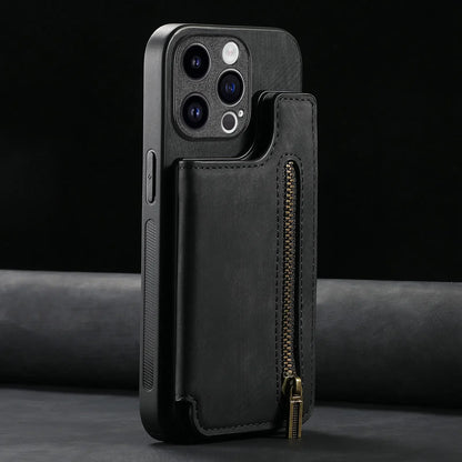 Leather Zipper Wallet with Card Holder Phone Case for IPhone 15 14 11 Pro Max 13 12 Mini X XR XS Max 8 7 Plus Shockproof Cover