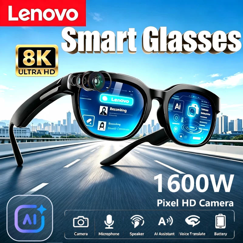 Lenovo 8K HD AI Smart Glasses AI Translation Hands-Free Calling AI Chat Logging Music Playback Smart Sunglasses for Men 2026 New