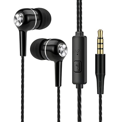 3.5mm Headphones Sports Wired Earphones HIFI Bass Wired Earbuds in-Ear Headset Game Subwoofer with Mic Handsfree Call For Phones
