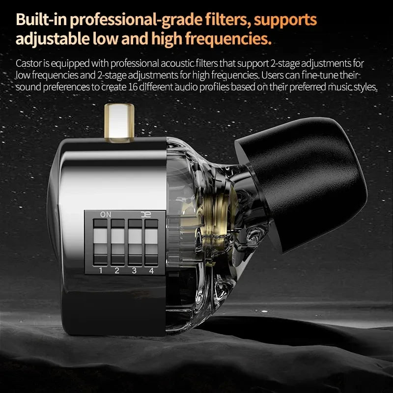 KZ Castor Wired Earphone Improved Bass HiFi Earphones 2 Dynamic Tunable Balance Monitor Headset Noise Cancelling Earbuds