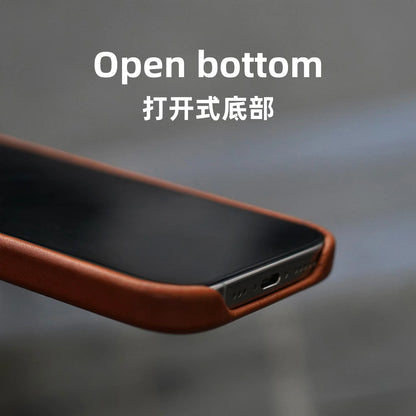 Handmade Italian Genuine Leather Case for iPhone 17 16 15 Pro Max Magnetic Luxury Business Retro Cow Phone Cover