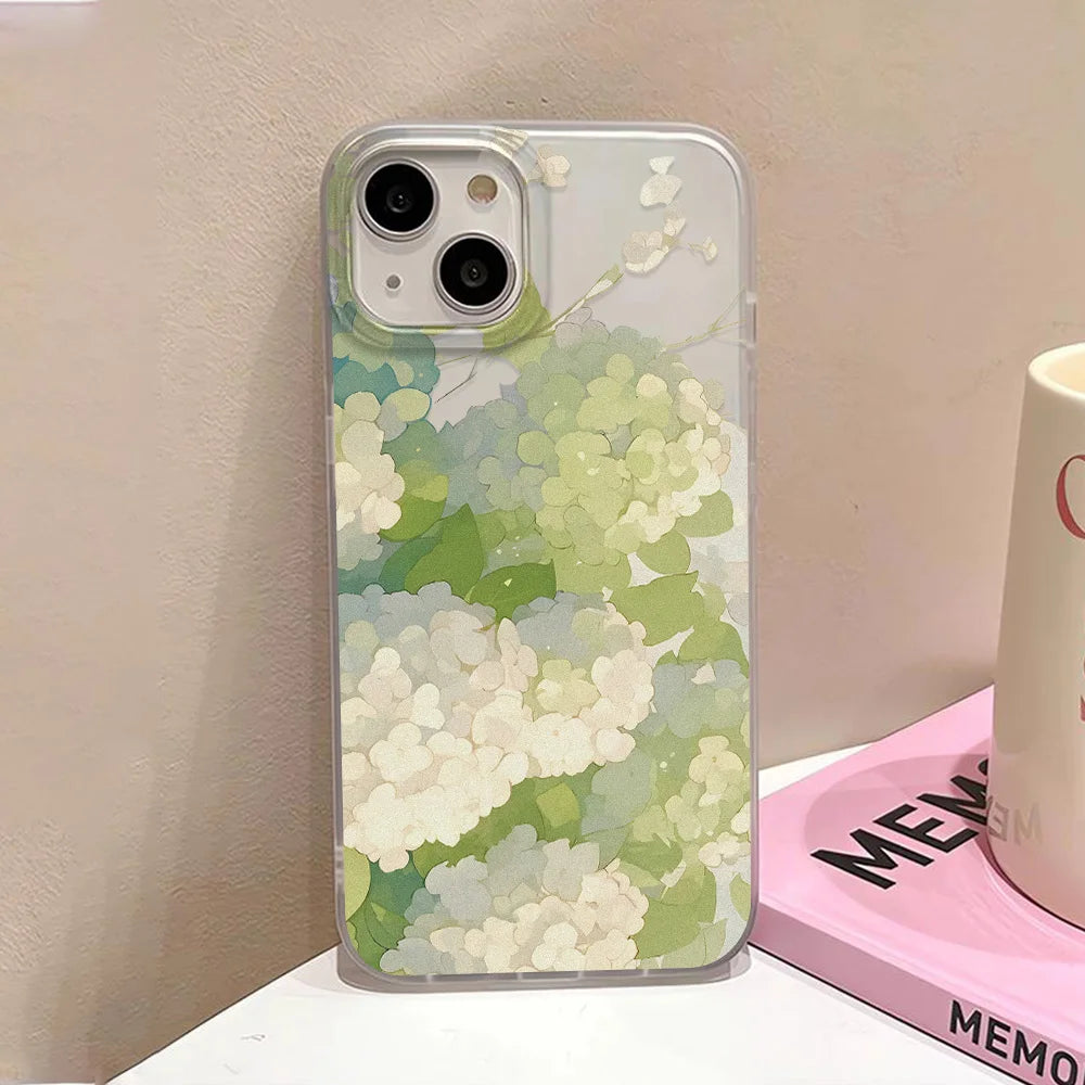 Flower Clear Phone Case For iPhone 16 Pro Case iPhone 13 15 17 11 12 14 Pro Max Plus 12 13 Mini Shockproof Silicone Soft Cover