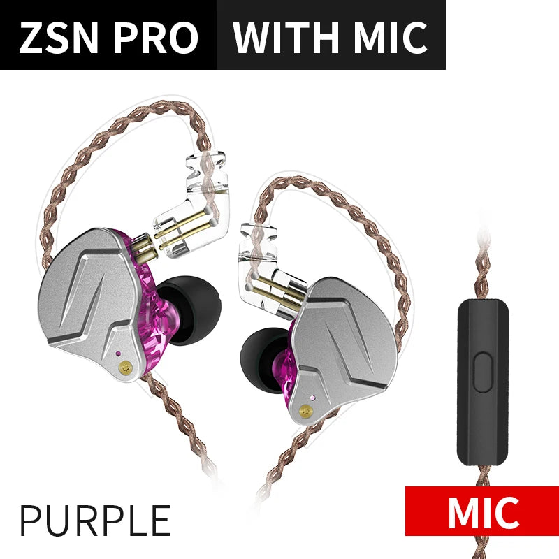 KZ ZSN Pro Hanging In Ear Monitor Earphones Metal Technology Hifi Bass Earbuds Sport Noise Cancelling Headset ZSX Gamer Mic X