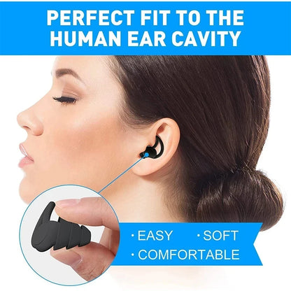 3 Layer Soft Reusable Silicone Ear Plugs, Noise Cancelling Comfort Fit Earbuds for Sleep & Hearing Protection