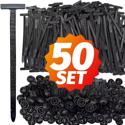 Nylon Cable Tie Buckle Heavy Duty Zip Ties with Pin Button Universal Self-locking Zip Ties Tool Car Daily Repair Fastening Strap