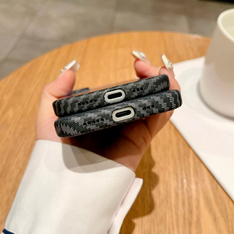 For Magsafe Magnetic Color Collision Carbon Fiber Phone Case For iPhone 16 Pro Max 14 11 12 13 15 Pro Max Shockproof Back Cover