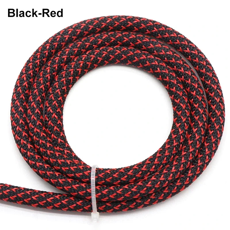 1~50m Black-Red PET Braid Sleeves 2/4/6/8/10/12/14/16/20/25/30/40/50mm High Density Insulated Snake Skin Cable Wrap Sheath