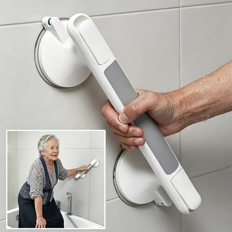 Bathroom Safety Handrail for Elderly No Drill Suction Grab Bar Non-Slip Reusable Shower Toilet Kitchen Tile Glass Wall