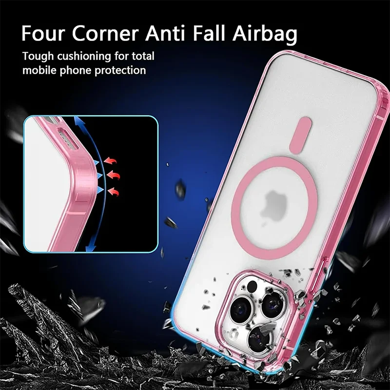 Magnetic Magsafa Strong Hybrid Case For iPhone 16 15 14 13 12 11 Pro XS Max Plus Mini X XR Candy Color Matte Hard Cover Silicone