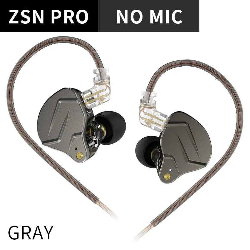 KZ ZSN PRO Earphones 1DD+1BA Hybrid Drive HIFI Bass Earbud Replaceable Cable