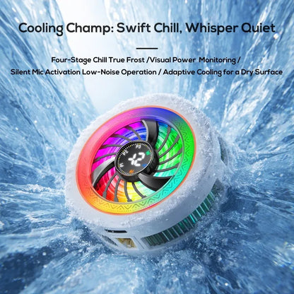 K6 Mobile Cooler 15W AI Low Noise Digital Display Freeze Semiconductor Heat Sink For Gaming Smart Temp Control & RGB Lights