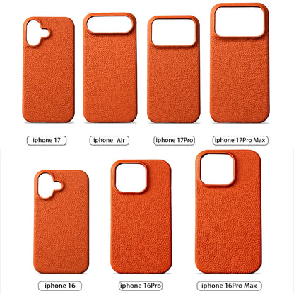 for Magsafe Case for iPhone 17 15 16 Pro Max Air 17Pro Natural Cowhide Lychee Leather Magnetic Protector Luxury Phone Back Cover