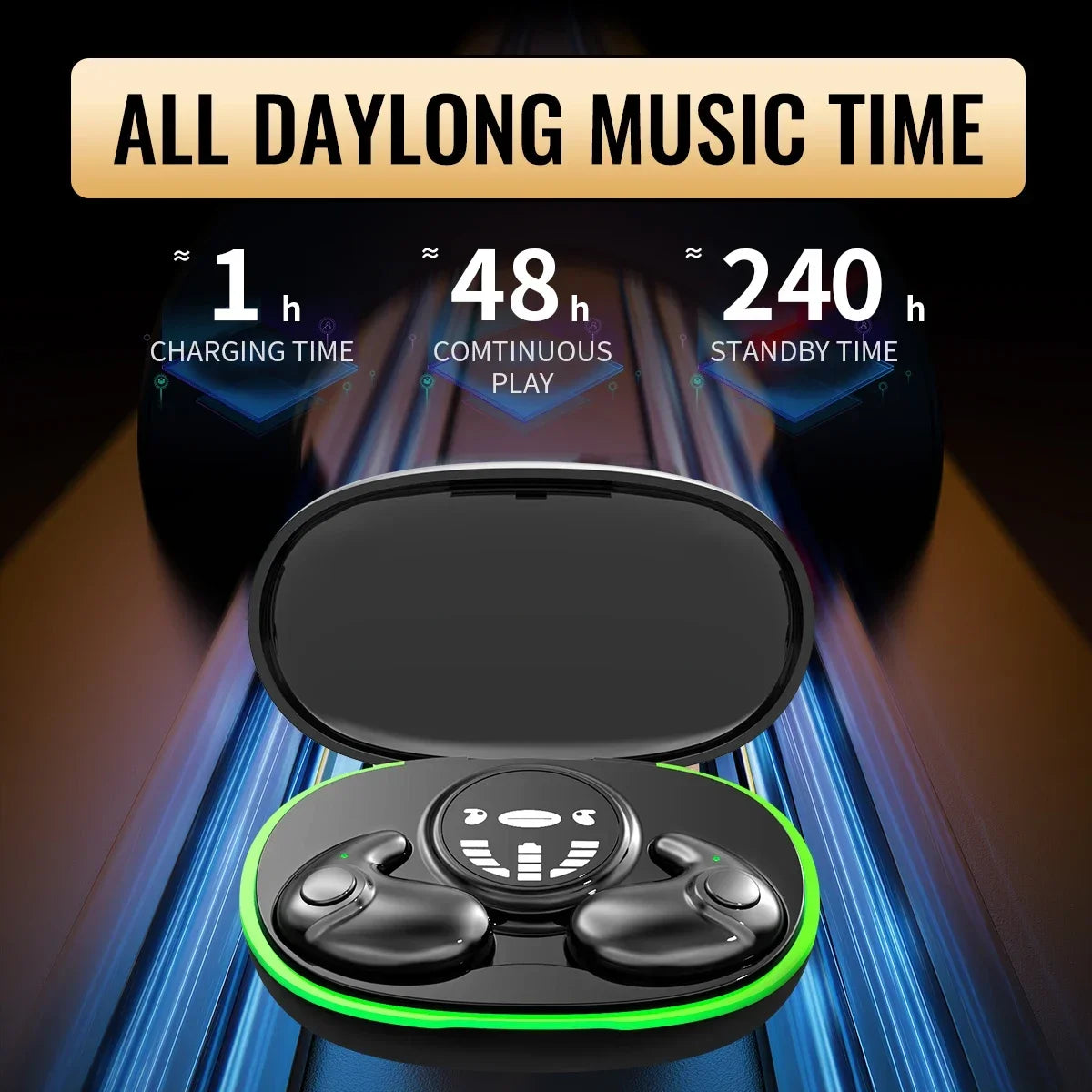 TWS Bluetooth 5.3 Wireless Earphone Invisible Sleep Headphones Hidden Earbuds IPX5 Waterproof Noise Reduction Sports Headset