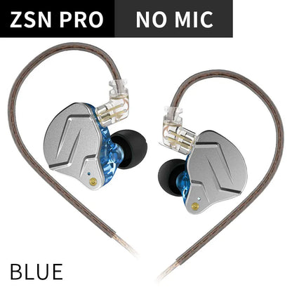 KZ ZSN PRO Earphones 1DD+1BA Hybrid Drive HIFI Bass Earbud Replaceable Cable