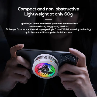 K6 Mobile Cooler 15W AI Low Noise Digital Display Freeze Semiconductor Heat Sink For Gaming Smart Temp Control & RGB Lights