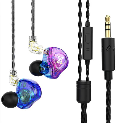 QKZ AK3 FiLe Wired Earphone with Microphone HiFi Music Monitor Bass Headphones Noise Cancelling Headset For Sport Gaming Earbuds