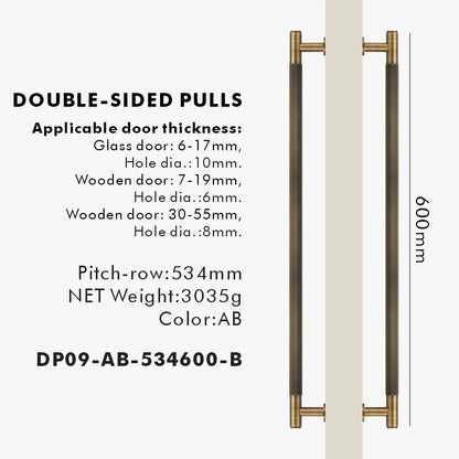 Nurlin Brass Door Double Single Sided Linear Striped Pull Bar Wood Gate Glass Door Shower Room Kitchen Appliance Matt Gold Black