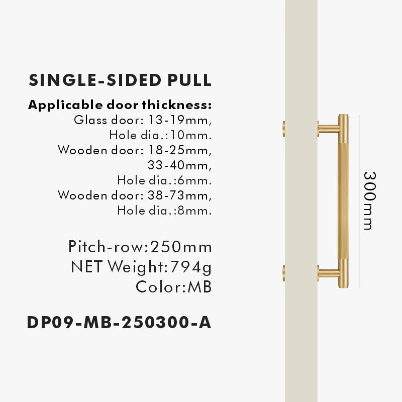 Nurlin Brass Door Double Single Sided Linear Striped Pull Bar Wood Gate Glass Door Shower Room Kitchen Appliance Matt Gold Black