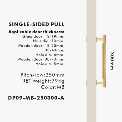 Nurlin Brass Door Double Single Sided Linear Striped Pull Bar Wood Gate Glass Door Shower Room Kitchen Appliance Matt Gold Black