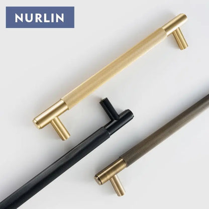 Nurlin Brass Door Double Single Sided Linear Striped Pull Bar Wood Gate Glass Door Shower Room Kitchen Appliance Matt Gold Black