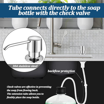 Stainless Steel Soap Dispenser Extension Tube Kit Kitchen Sink Liquid Soap Dispenser Bathroom Lotion Detergent Hand Press Pumps