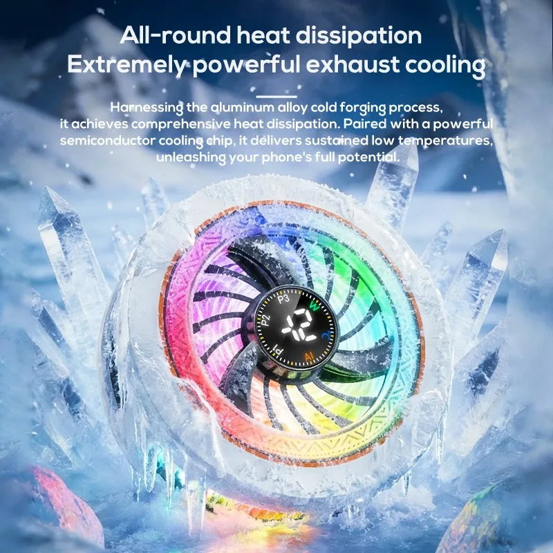 K6 Mobile Cooler 15W AI Low Noise Digital Display Freeze Semiconductor Heat Sink For Gaming Smart Temp Control & RGB Lights