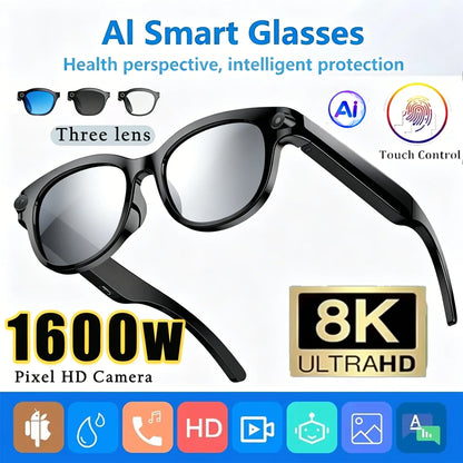 Lenovo 2026 New 8K AI Smart Glasses AI Translation HD Hands-Free Calling AI Chat Logging Music Playback Smart Sunglasses