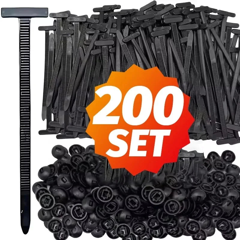 Nylon Cable Tie Buckle Heavy Duty Zip Ties with Pin Button Universal Self-locking Zip Ties Tool Car Daily Repair Fastening Strap