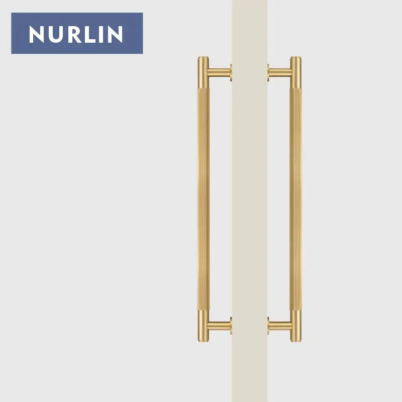 Nurlin Brass Door Double Single Sided Linear Striped Pull Bar Wood Gate Glass Door Shower Room Kitchen Appliance Matt Gold Black
