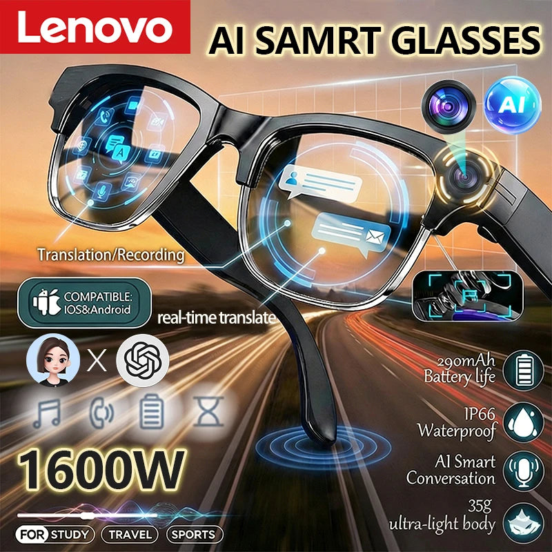 Lenovo 8K HD AI Smart Glasses AI Translation Hands-Free Calling AI Chat Logging Music Playback Smart Sunglasses for Men 2026 New